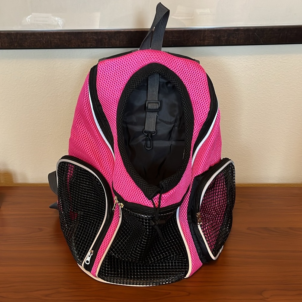 Pet Carrier Backpack, Pet Front or Back Dog/Cat Carrier, Sz Medium Pink